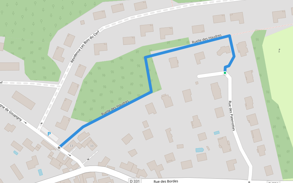 Ruelle des Haudres walking route map in Étiolles