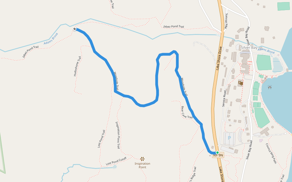 Woodside Trail walking route map in Silver Bay