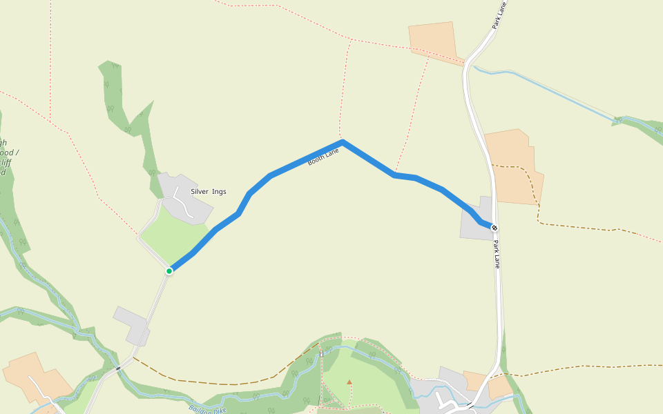 Booth Lane walking route map in Skelmanthorpe