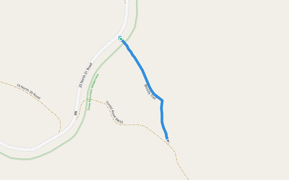 Bloody Trail walking route map in Potter Valley