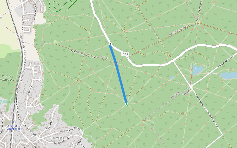 Route Forestière de la Louveterie walking route map in Presles