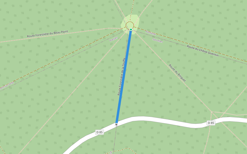 Route Forestière de la Touffe walking route map in Beaumont-sur-Oise