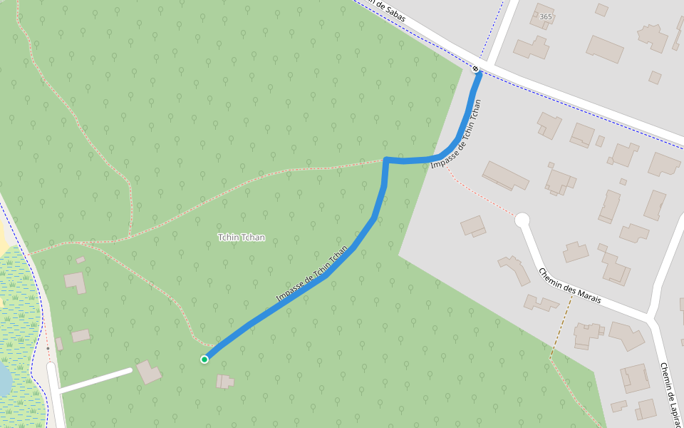 Impasse de Tchin Tchan walking route map in Sanguinet