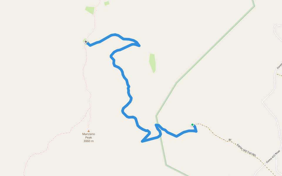 Kayser Mill Trail (80) walking route map in Belen