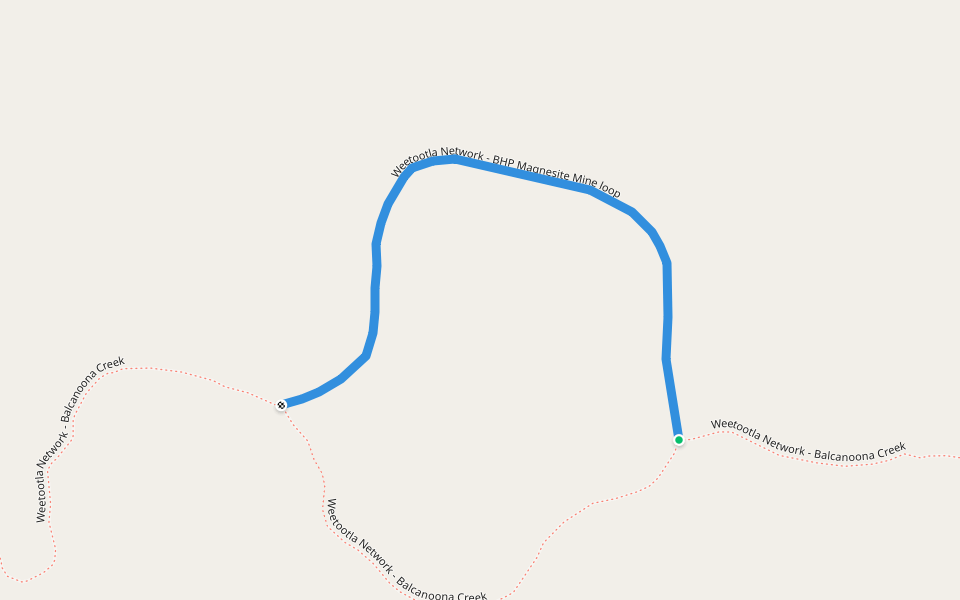 Weetootla Network - BHP Magnesite Mine loop walking route map in Gammon Ranges