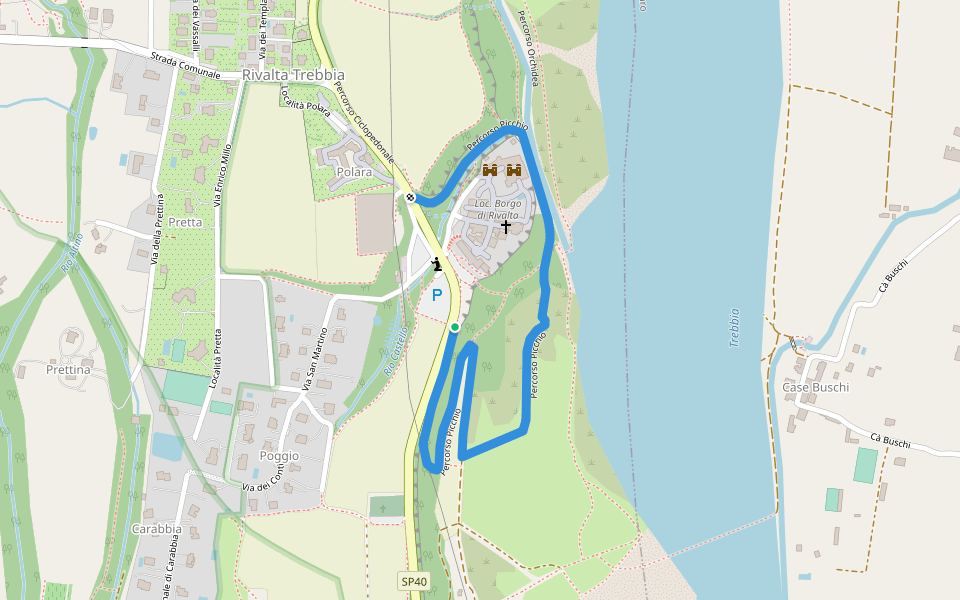 Percorso Picchio walking route map in Rivalta Trebbia