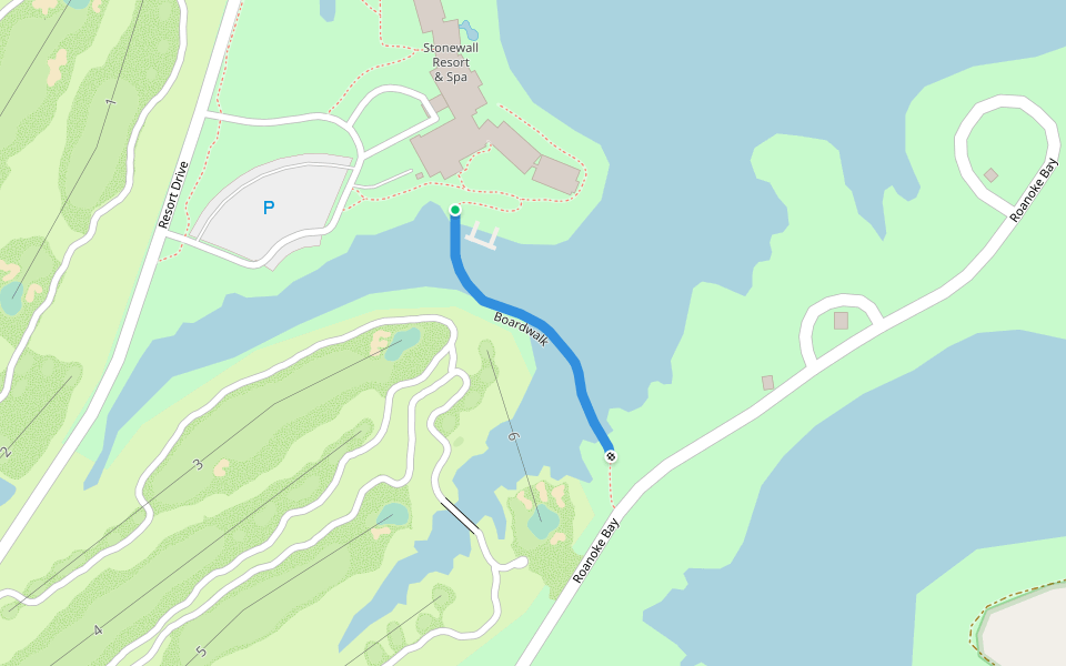 Boardwalk walking route map in Roanoke