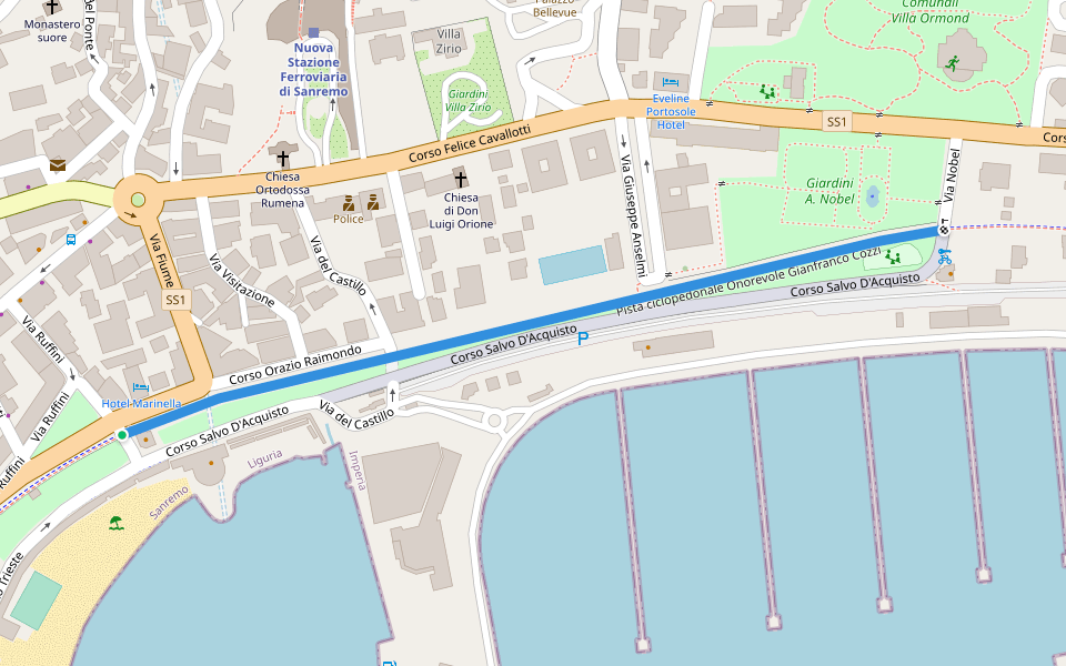 Pista ciclopedonale Onorevole Gianfranco Cozzi walking route map in Sanremo