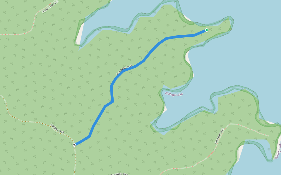 Yum Point Trail walking route map in Dignams Creek