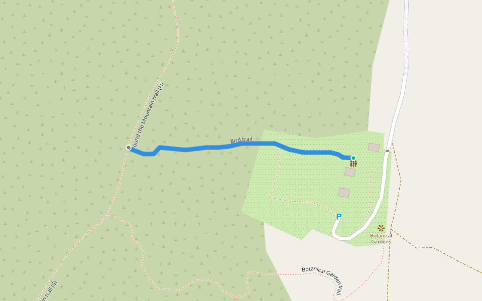 Bird trail walking route map in Oranjestad