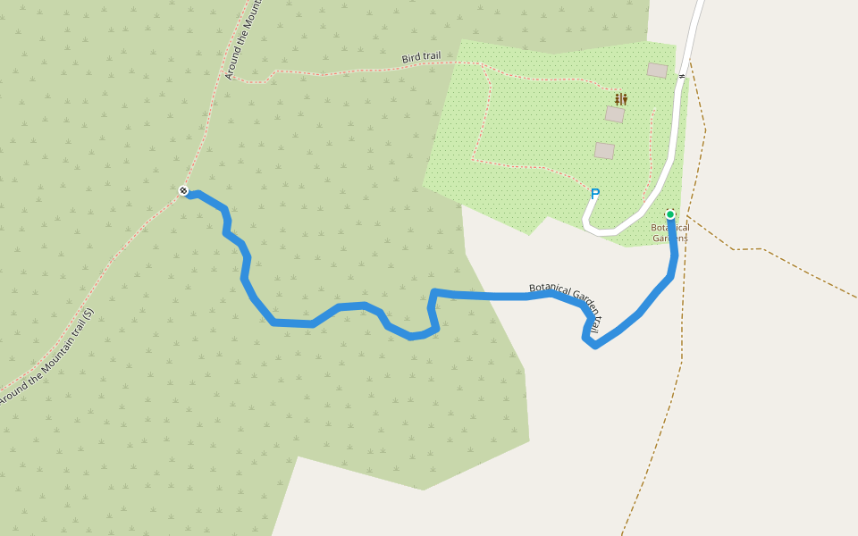 Botanical Garden trail walking route map in Oranjestad