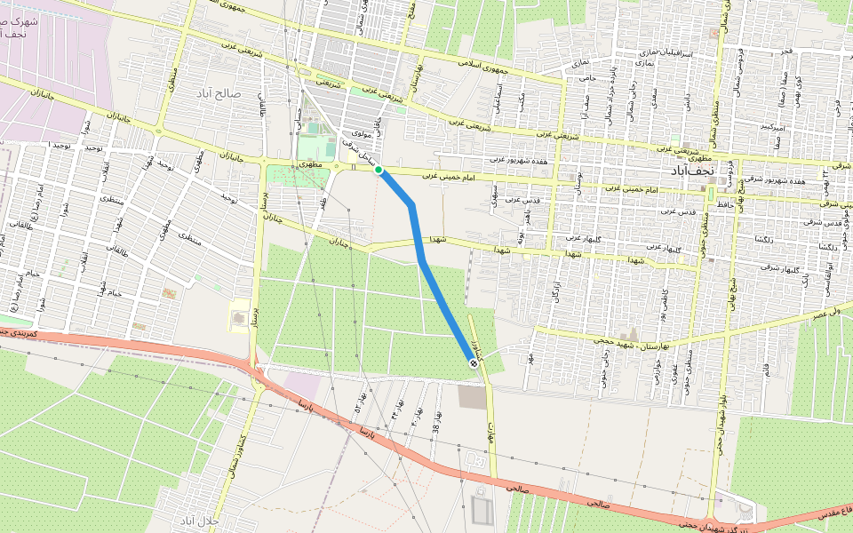 بوستان زندگی walking route map in Najafabad