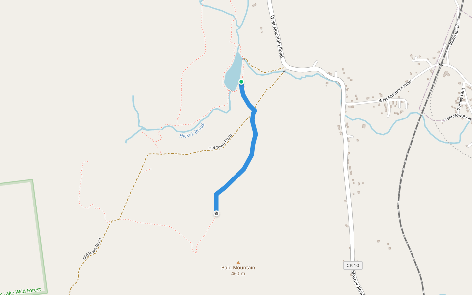Bald Mountain Trail walking route map in Corinth