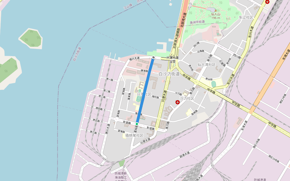 富裕路 walking route map in Fang Cheng Gang Shi