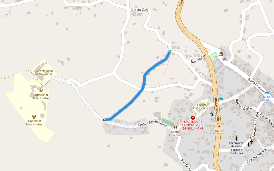 Rue des enseignants walking route map in Beaumont