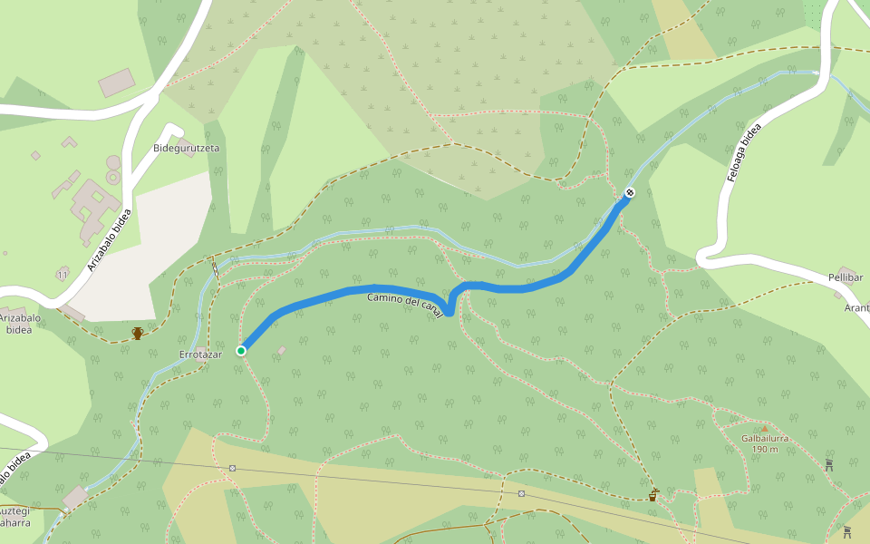 Camino del canal walking route map in Oiartzun