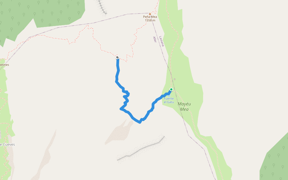 Senda el Gatu walking route map in Pelúgano