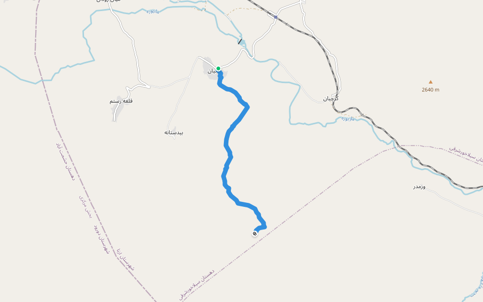 پاکوب جانپناه گلگل walking route map in Tian