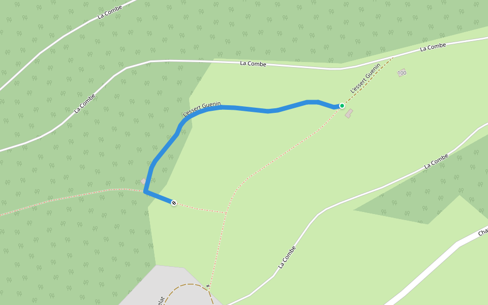 L'essert Guenin walking route map in Roches