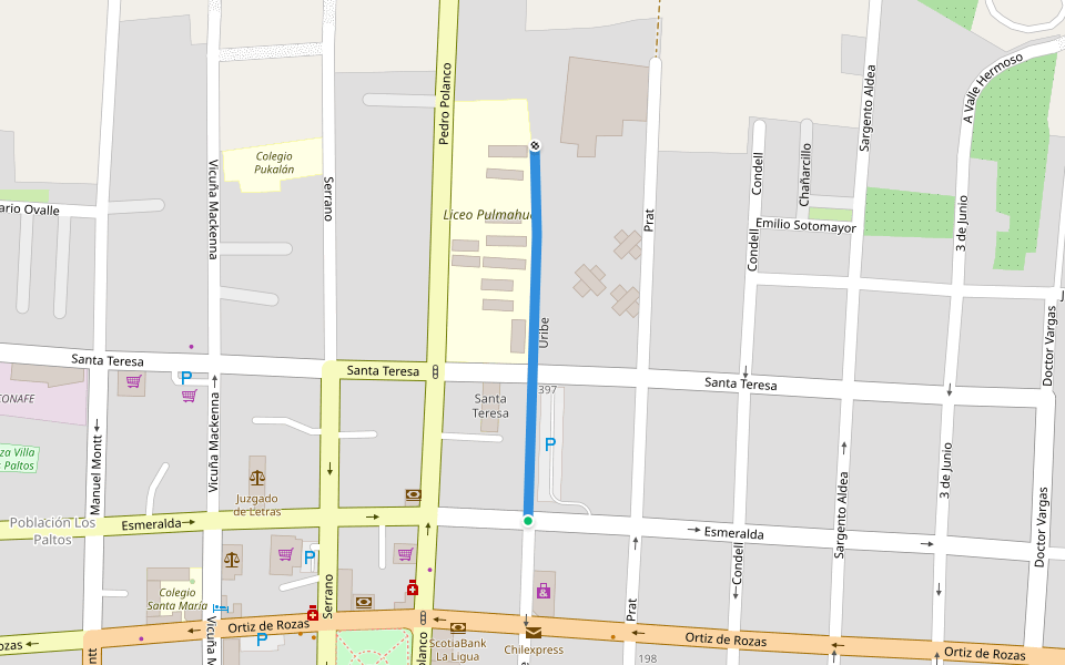 Uribe walking route map in La Ligua