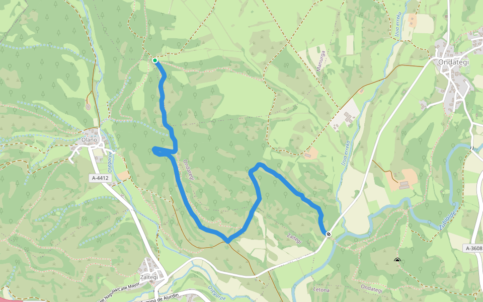 Senda Riojilla walking route map in Olano