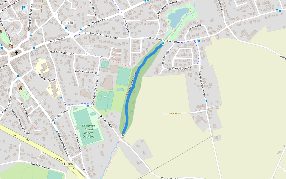 Bois de la Chesnaie walking route map in Pordic