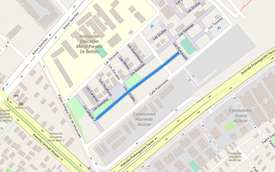 Los Tucanes walking route map in Rímac