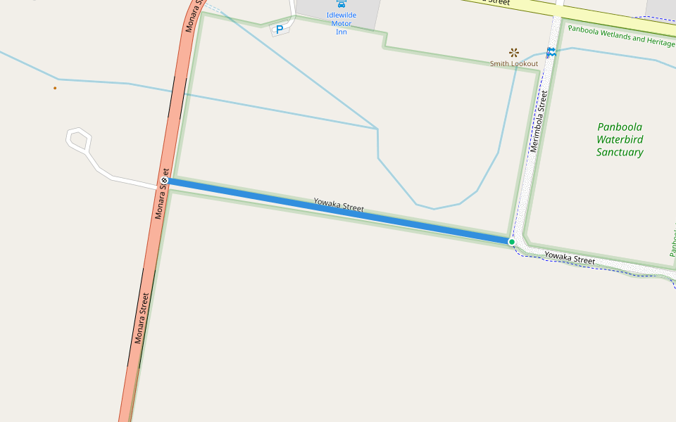 Yowaka Street walking route map in Pambula