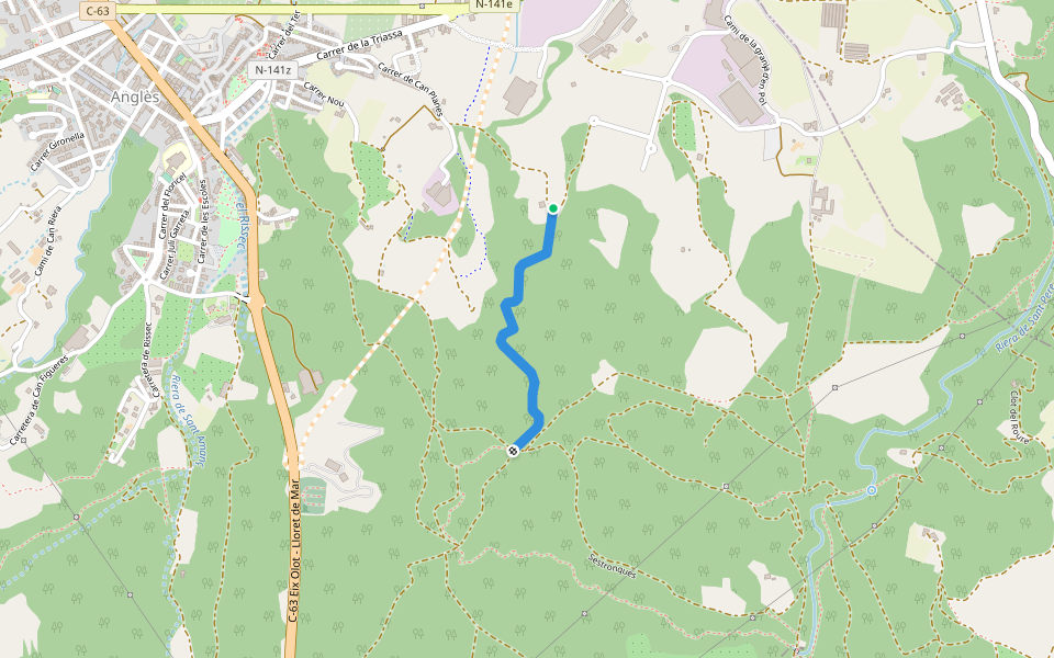 Corriol de Can Planes walking route map in Girona