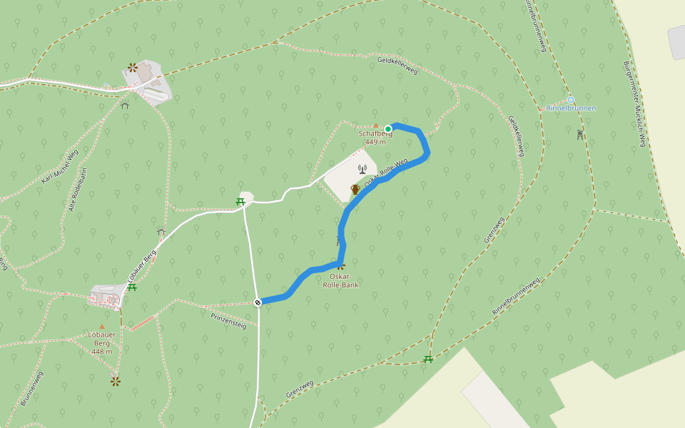 Oskar-Rolle-Weg walking route map in Löbau