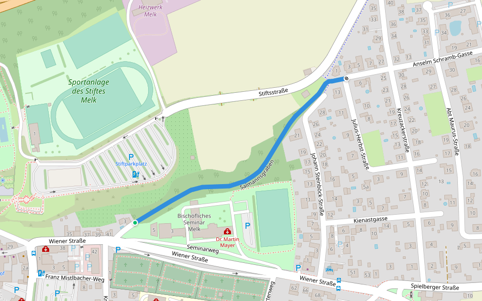 Salmannsgraben walking route map in Melk
