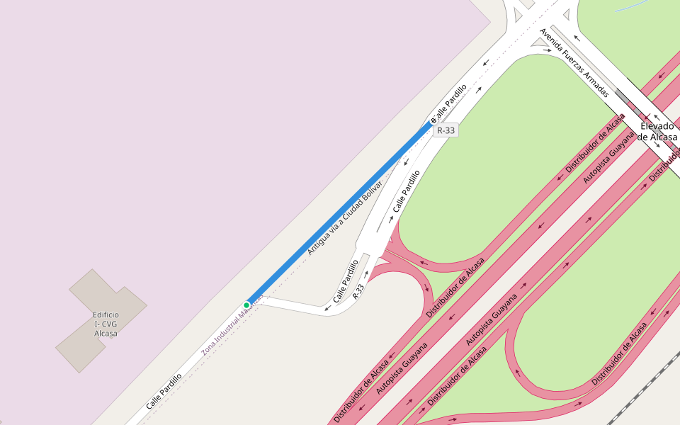 Antigua vía a Ciudad Bolívar walking route map in Ciudad Guayana