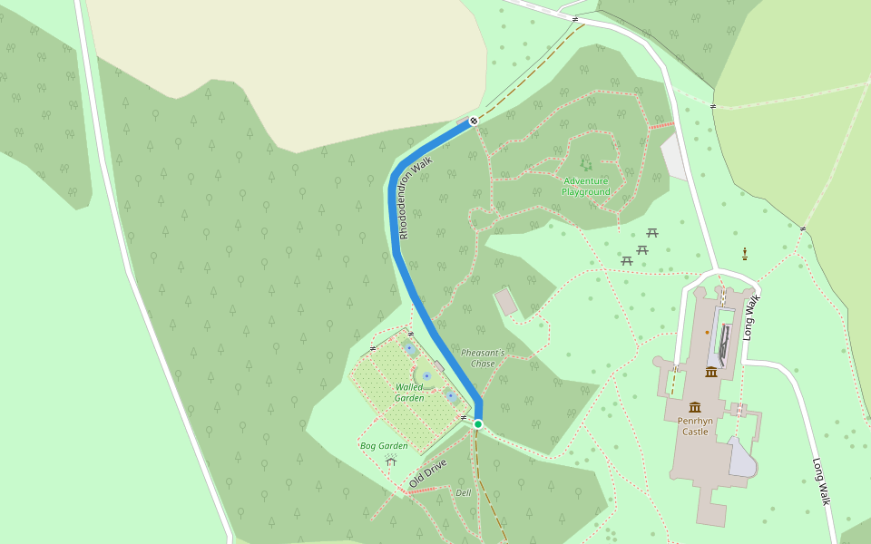 Rhododendron Walk walking route map in Porth Penrhyn