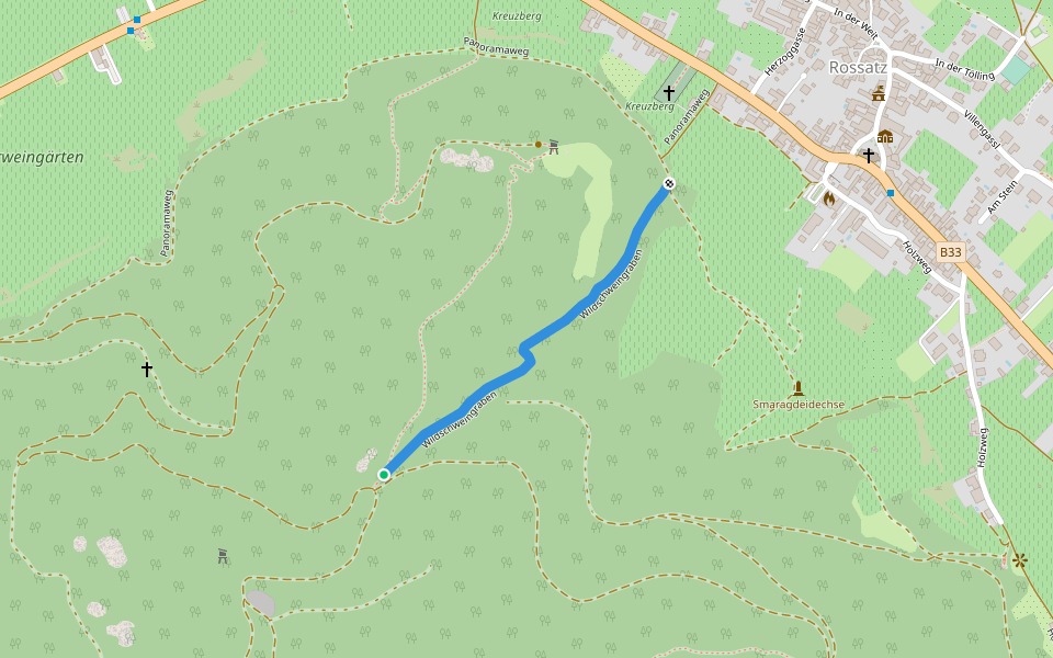Wildschweingraben walking route map in Rührsdorf