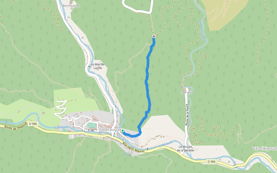 Sentier du Ciel walking route map in Val-d'Aigoual