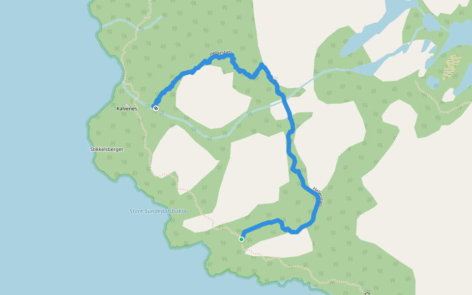 Hellerstien walking route map in Åpta