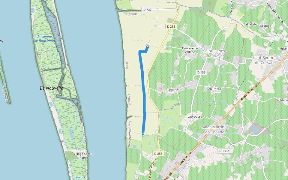 Sentier du Tire Huit à Les Planes walking route map in Blaye