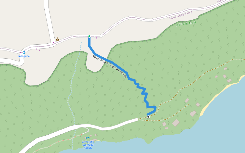 Secret Path to Laguna Unerum walking route map in Valle La Laguna