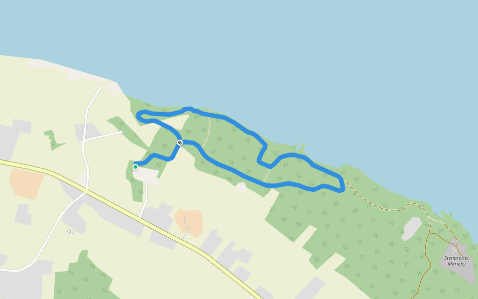 Marievallens elljusspår walking route map in Öd