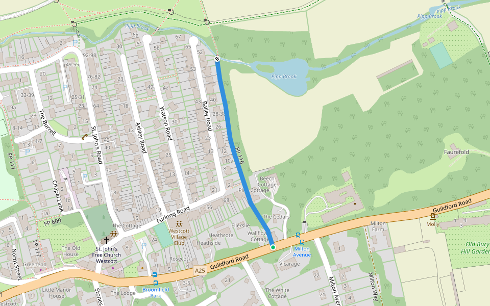 FP 116 walking route map in Westcott