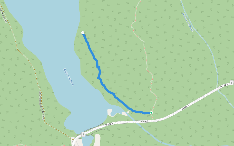 Sentier du camping du lac Matane walking route map in Saint-Jean-de-Cherbourg