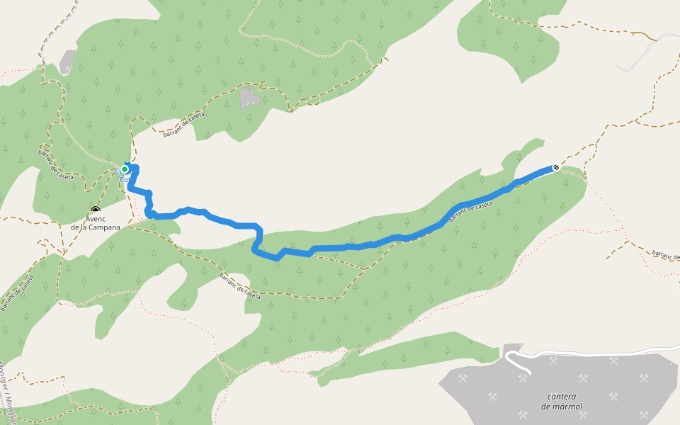 barranc de caseta walking route map in Monòver