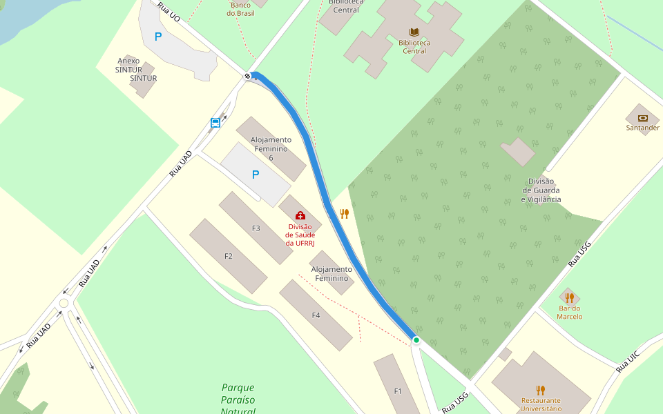 Rua UO walking route map in Seropédica