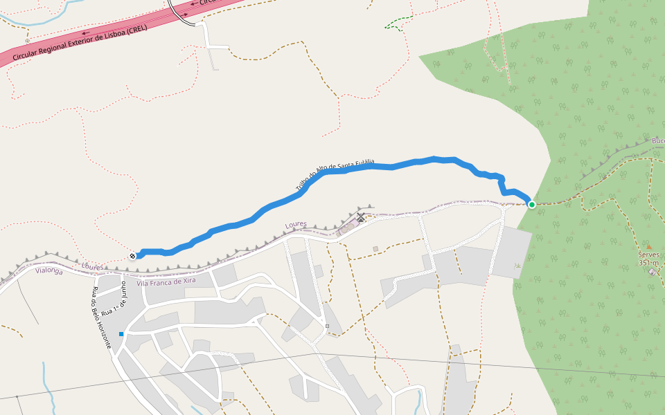 Trilho do Alto de Santa Eulália walking route map in Bucelas