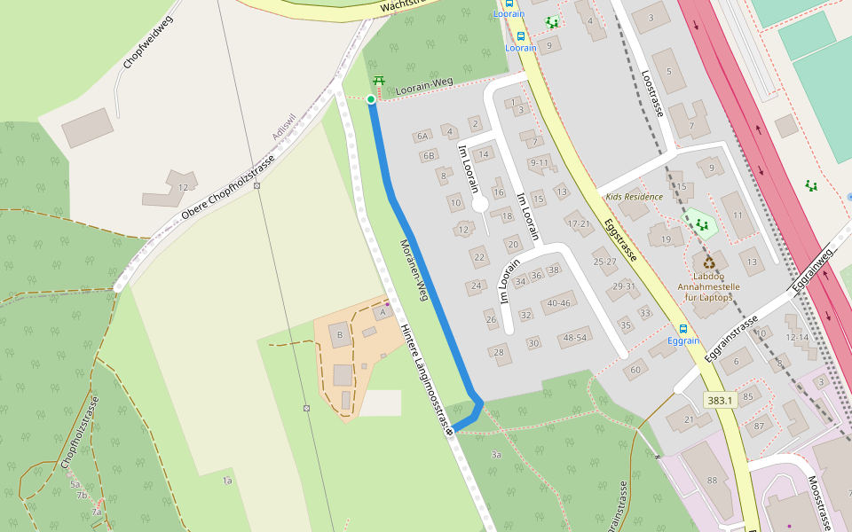 Moränen-Weg walking route map in Adliswil