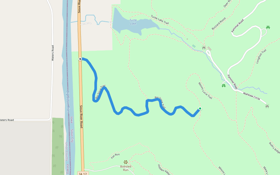 Big Sioux Trail walking route map in Sioux City