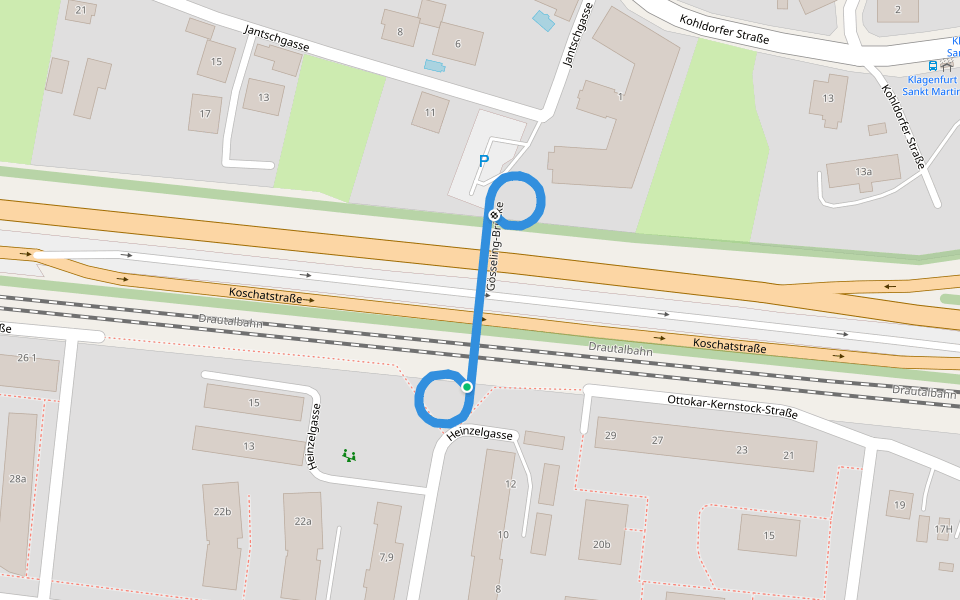 Gösseling-Brücke walking route map in Klagenfurt am Wörthersee