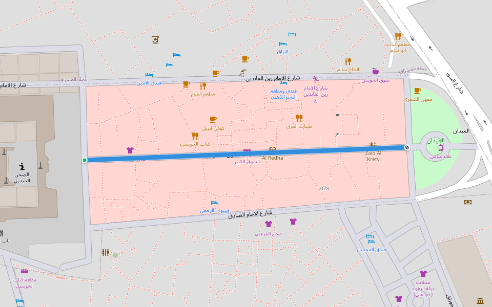 السوق الکبیر walking route map in Najaf