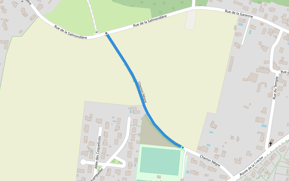 Chemin Nègre walking route map in Vouillé