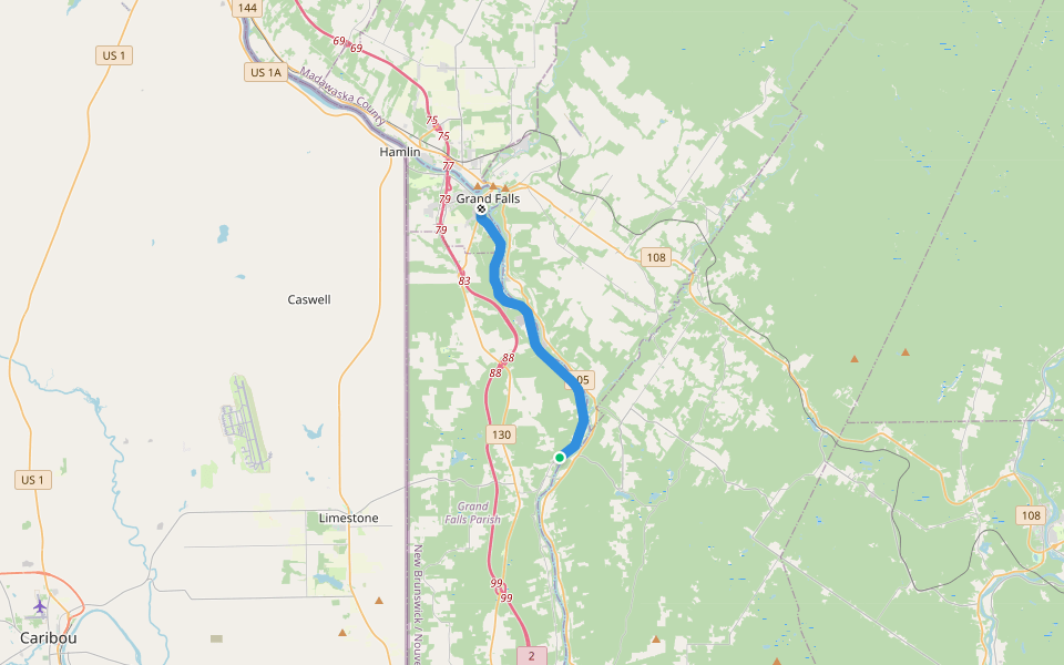 Trans Canada Trail walking route map in Grand Falls
